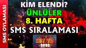 Bu nedenle survivor büyük sms sıralaması çok önemli. Survivor 2020 8 Hafta Unluler Sms Siralamasi Kim Elendi Unluler