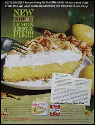 Though it is no longer there, the recipe was originally printed on the reverse side of the eagle brand can label. New Nutty Crust Magic Lemon Meringue Pie Retro Recipe Mccallum Vintage Recipe Divas