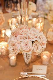 Mercury Glass Light Pink Roses Wedding Centerpieces Wedding Decorations Wedding Tablescapes