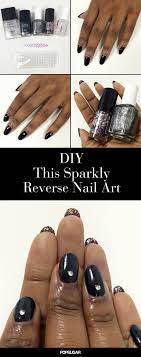Try This Reverse Nail Art For A Glittery New Year S Eve Manicure Stylish Nails Art Nails Acrylic Nail Designs