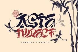 Asia Impact Font In Fonts On Yellow Images Creative Store