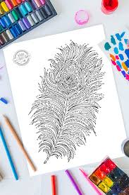 Children can enjoy illustrating a printable coloring page with a baby peacock with lovely feathers. Pretty Zentangle Peacock Feather Coloring Page Kids Activities Blog
