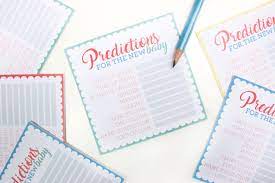 Due dates are estimated by taking the first day of the last menstrual period and adding 280 days. Free Printable Baby Shower Prediction Cards Party Delights Blog