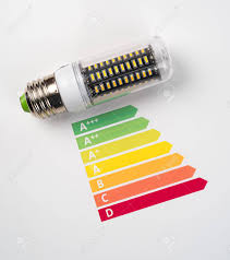 Energy Efficiency Concept With Energy Rating Chart And Led Lamp