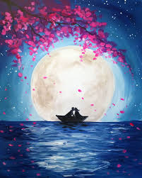 Moonlight Romance Is The Perfect Painting To Paint With A Date Find It At Your Local Pinot S Palette Romantic Paintings Canvas Art Painting Moonlight Painting