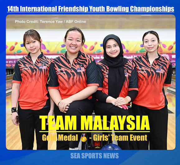 🎳 Bowling | First gold for Malaysia 🇲🇾! The Malaysian Girls' team snatched the gold medal 🥇 in the Girls' Team event at the 14th International Friendship Youth Bowling Championship 2026 taking place i