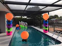 We used a 16 inch balloon filled with water to approx 6 inches to put under the middle balloon to help weigh it down to the top of pool. Amazing Choices For Balloon Pool Decor Yteevents
