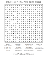Endangered Animals Printable Word Search Puzzle Word Search Games Endangered Animals Word Puzzles