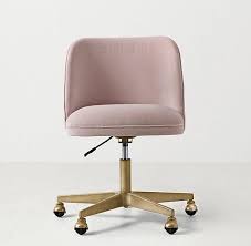 Blush Pink Velvet Antiqued Brass Desk Chair Pink Desk Chair Office Chair Design Pink Office Chair