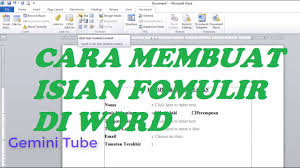 Cara Cepat Mudah Membuat Isian Formulir Pendaftaran Di Word 2010 Tips Dan Trik Word Geminitube Youtube