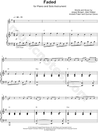 Alan Walker Faded Piano Accompaniment Sheet Music In E Minor Download Print Sheet Music Piano Music