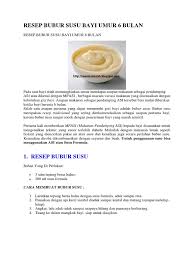 Resep makanan bayi 6 bulan pertama. Resep Bubur Susu Bayi Umur 6 Bulan