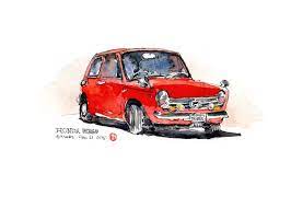 honda n360 guy drawing car drawings urban sketching