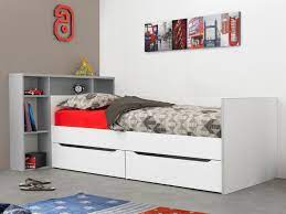 Notre sélection vous propose des lits 1 place. Lit Avec Tete De Lit Rangements Et Tiroirs 90 X 200 Cm Oscar