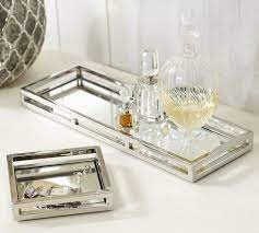 Perfume vanity tray dresser tray metal decorative tray golden. Brynn Mirrored Trays Pottery Barn Tray Decor Mirror Tray Home Accessories