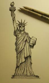 Statue Of Liberty Cross Hatching Technique Statue Of Liberty Drawing Art Sketches Art Sketchbook