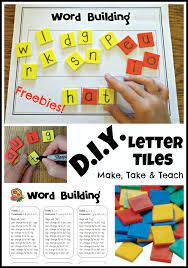 D I Y Letter Tiles And A Freebie Make Take Teach Word Work Kindergarten Word Work Word Building Activities