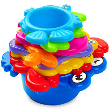 The bath buckets have zoo characters design on them. Bathtub And Beach Toys For Babies And Toddlers Rainbow Stacking Cups Baby Bath Toys My First Educational Stacking Cups Perfect Easter Basket Stuffers Scoop And Strain Water And Sand Toys Games