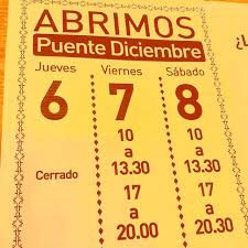 Estos Son Los Horarios Para El Puente De Diciembre Os Esperamos Hara Muy Buen Tiempo Miamiplatja Montroigdelcamp Moradebre Tiendadecoracion T Periodic Table