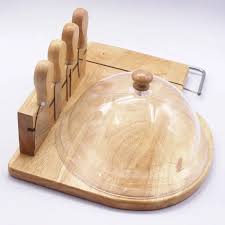 Factory Wholesale Custom Logo Rubber Wood Cheese Board Cheese Dome  Charcuterie Board