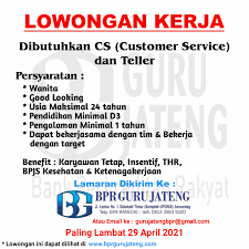 We did not find results for: Lowongan Kerja Customer Service Teller Bpr Guru Jateng