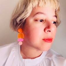 Acrylic Geometric Highlighter Orange Earrings // Artsy // Accessory //  Statement Piece // Post Modern // Retro Inspired // Neon // Bold