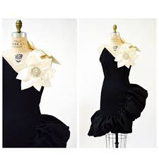 80s Prom Dress Small Medium Black White Large Flowers Ruffle 80s Prom Dress Prom Dresses Dresses