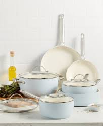 Greenpan Padova 10 Pc Ceramic Non Stick Cookware Set Blue Cookware Set Pots And Pans Greenpan