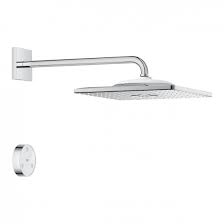 The rain shower arm is constructed entirely of brass to provide exceptional durability. Grohe Rainshower Smartconnect Cube 310 Overhead Shower With Shower Arm 26642000 Reuter