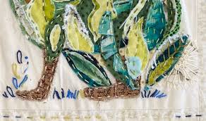 Bunny. Panel 2. Raw Edge Slow Stitching Digital Paper Pattern.