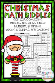 Christmas Fractions Math Riddles Christmas Math Worksheets Math Riddles Christmas Math