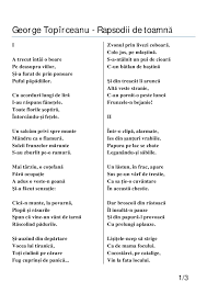 Pogorata pe pamant in matasuri lungi de vant, lasi in urma. George Toparceanu Rapsodii De Toamna 3pag 2 Col