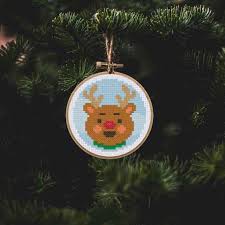 Some cross stitchers love to plan their christmas sittching throughout the year; Christmas Ornament Reindeer Cross Stitch Pattern Daily Cross Stitch