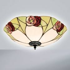 Ingram Tiffany Art Nouveau Flush Light For Low Ceilings Tiffany Ceiling Lights Ceiling Lights Tiffany Art