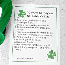 Cut out a few dozen paper shamrocks. 10 Awesome Ways To Play On St Patrick S Day Preschool Toolkit