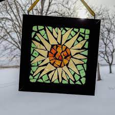 Craft Kits Stained Glass Panel Mini Stained Glass Window Etsy In 2021 Stained Glass Window Hanging Mosaic Diy Glass Window