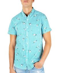 Aqua Pelican Print Shirt Brooklyn Cloth