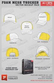 Vector Caps And Hats Mega Mockup Pack Mesh Trucker Cap Trucker Cap Panel Hat