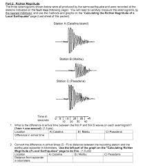In order to locate the epicenter of an earthquake you will need to examine its seismograms as recorded by three different seismic stations. Part 2 Richter Magnitude The Three Seismograms Shown Chegg Com