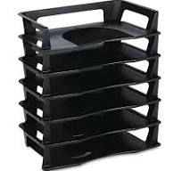 Rubbermaid Regeneration Letter Tray Six Tier Plastic Black 86028