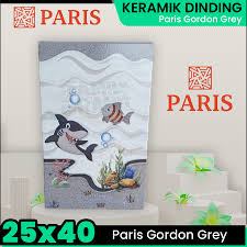 Jual Keramik Dinding 25x40 Paris Gordon Grey Wall Tile Kamar Mandi Motif  Ikan Glossy Emboss