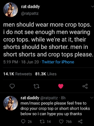 Crop top short shorts for men. Yes Please Bisexual