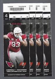 Details About 2016 Nfl Buccaneers Arizona Cardinals Full Unused Football Tickets 4