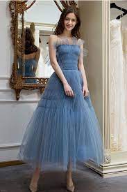 Elegant Strapless Tulle A Line Tea Length Prom Dress With Pleats By Prettylady 175 11 Usd Tea Length Prom Dress Tulle Prom Dress Prom Party Dresses