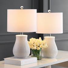 Agirlvct edison bulb table lamp, dimmable wood small lamp base, natural edison desk lamps, industrial nightstand bedside bed night light, boho decor for living room bedroom decor (polygon). Safavieh Dayton Led Table Lamps In White Set Of 2 Bed Bath Beyond Table Lamps Living Room Table Lamp Sets Lamp Sets