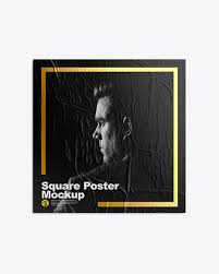 Download Square Poster Mockup In Stationery Mockups On Yellow Images Object Mockups PSD Mockup Templates
