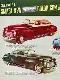 1940 Chrysler Coupe And Sedan Classic Cars Usa Automobile Advertising Vintage Cars