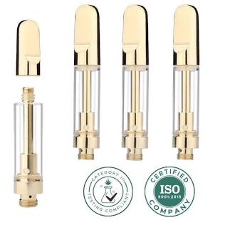 GOLD | Screw On Tip | Ceramic Coil Glass Cartridge | 1mL 510 ...