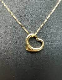 Tiffany Co Elsa Peretti Mini Open Heart 18k Yellow Gold Pendant Chain Jewelry Gold Chain With Pendant Yellow Gold Pendants Gold Pendant Jewelry