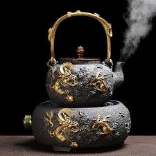 Next, preheat your teapot pour warm water in your teapot and let it sit for two minutes and discard the water. Dragon Cast Iron Teapot With Induction Cooker Cast Iron Tea Pot Tea Pots Teapots Unique